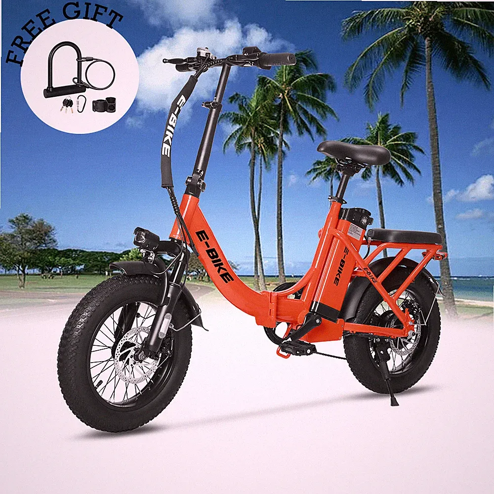 16" 750W Powerful Folding Electric Bicycle e-Bike Fat Tire City eBike 7Speed US