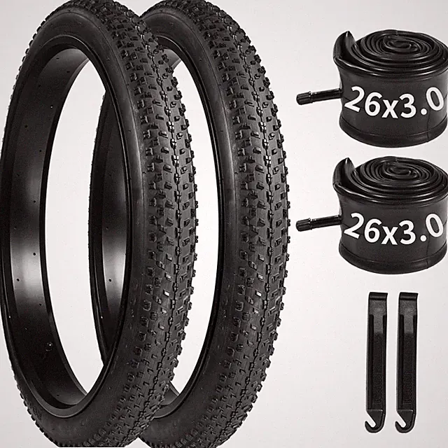 2 PCS 26 X 3.0 Fat Bike Tire Set, Folding 26 Inch Bike Tires 26X3.0 Bike Tubes w