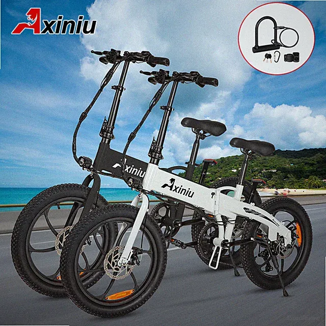 Axiniu 20" 850W Electric Folding Bicycle Fat Tire 28MPH e-Bike Beach City Ebike