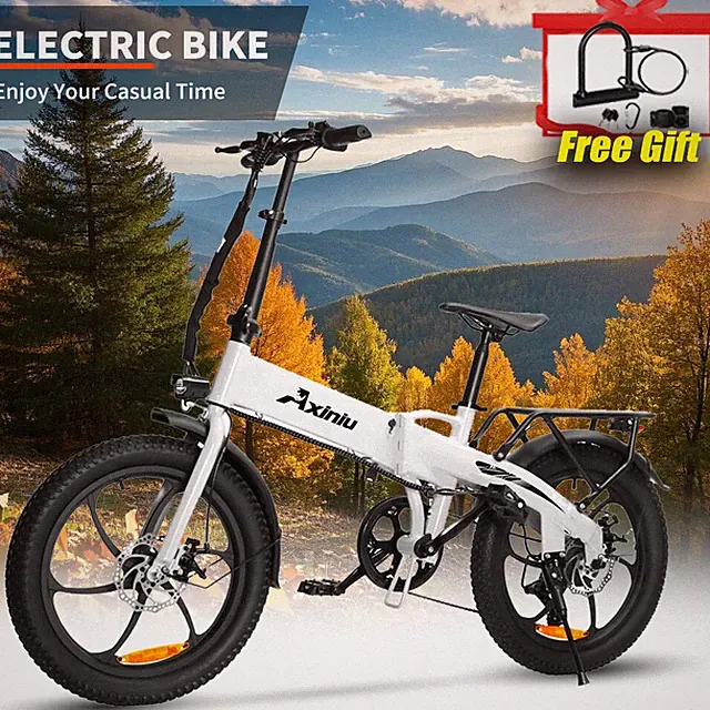 Folding 20" Electric Bike Bicycle for Adult 850W Fat Tire Beach City Ebike New