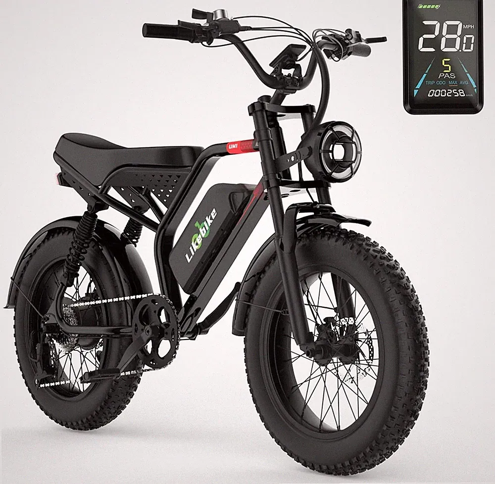 Likebike 20"E-Mountain bike Fat Tire 48V 20AH Electric Bike 1500W Peak for Adult